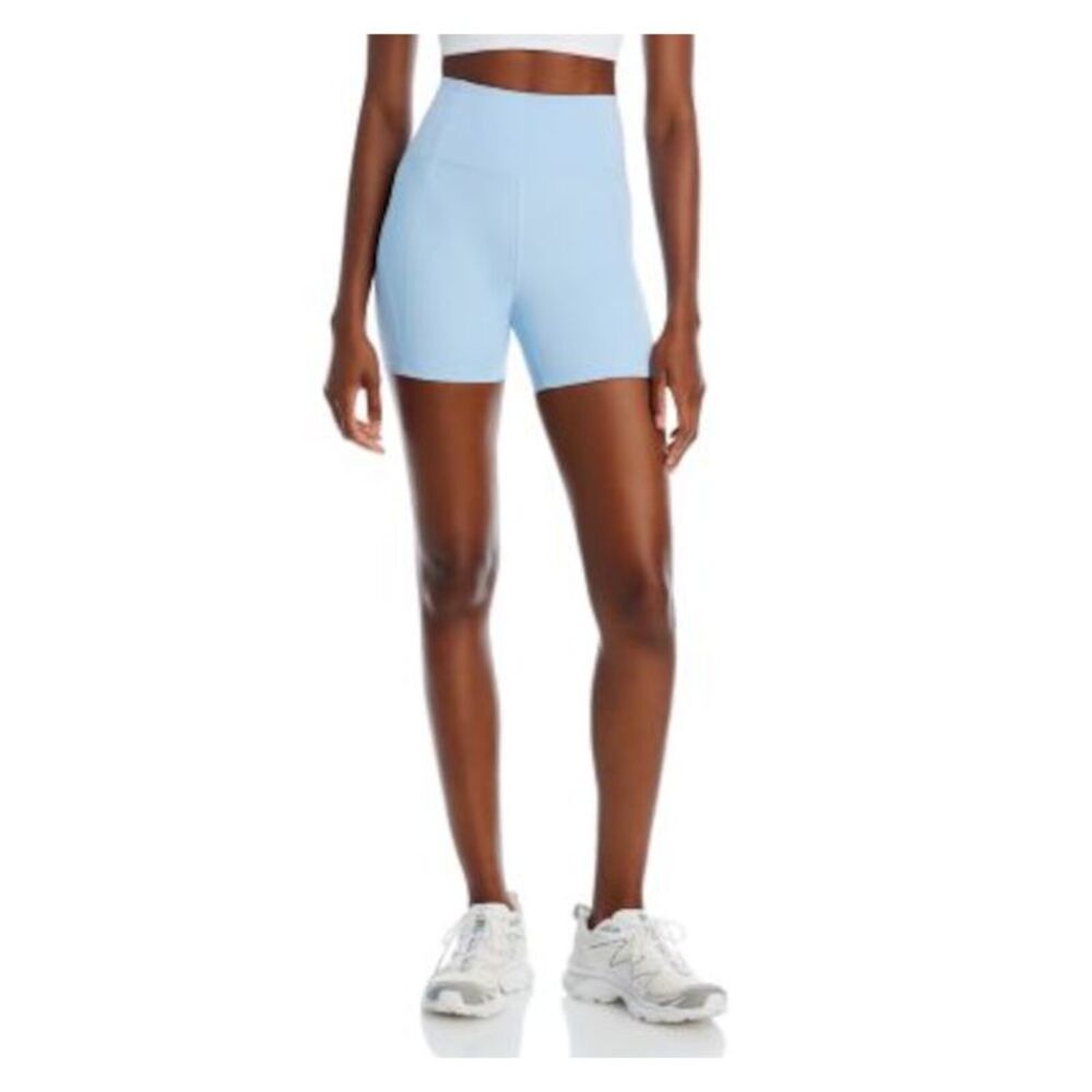 GIRLFRIEND COLLECTIVE Womens Light Blue Compression Active High Waist Shorts XXS